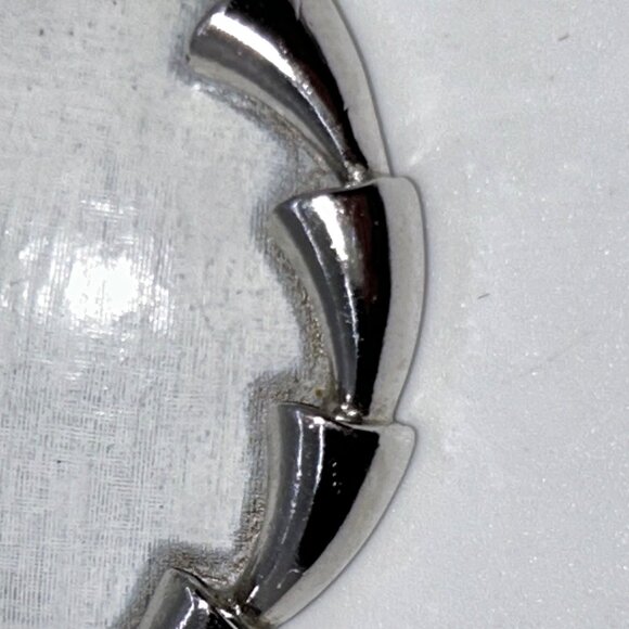 Vintage Puccini Silver-Tone Round Brooch With Textured White Center - Picture 7 of 15